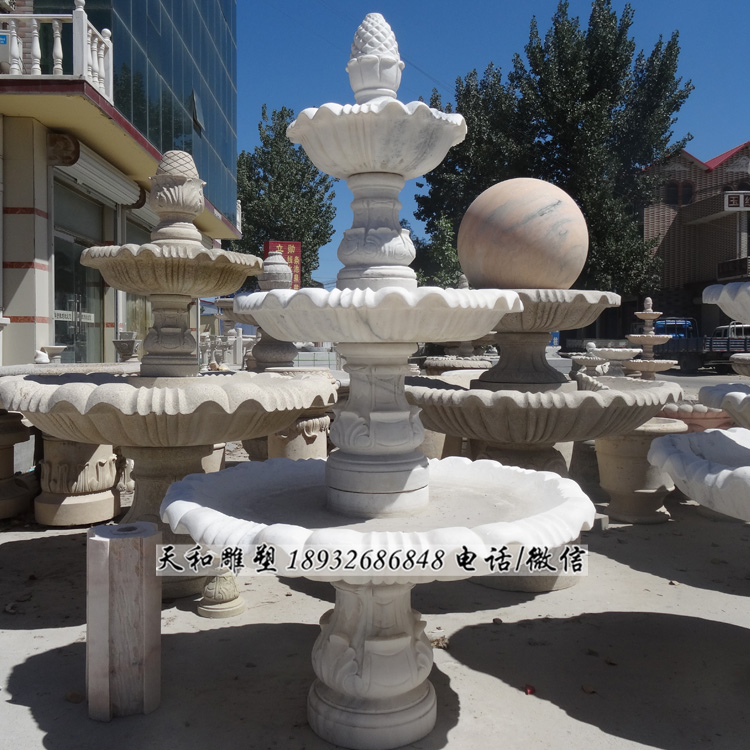天然汉白玉石雕喷泉销售厂家,石雕喷泉雕刻价格,小区广场石雕喷泉摆放