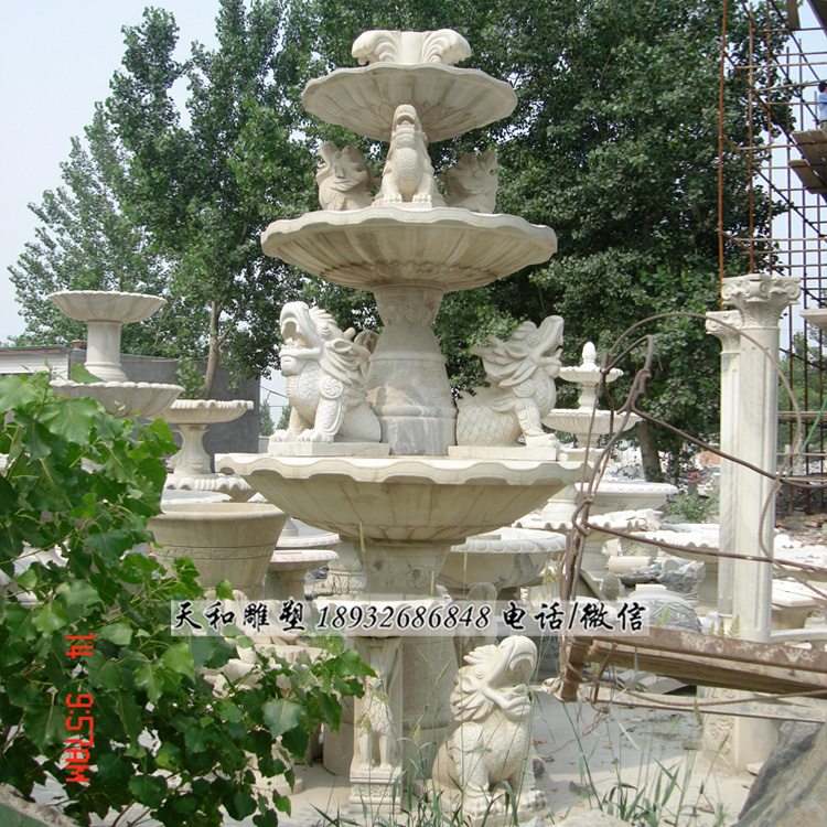 欧式石雕喷泉销售厂家,汉白玉石雕水景喷泉雕塑,园林公园石雕喷泉图片大全